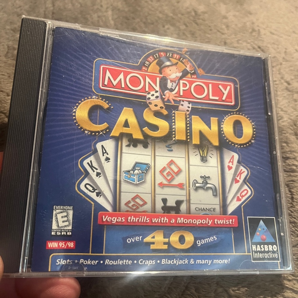 Monopoly Casino PC CD -ROM 40+ Games 1999 Vegas Thrills Hasbro Infogames .